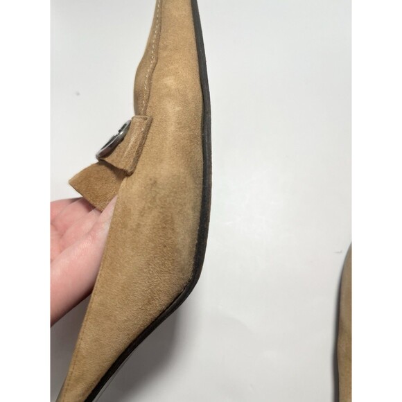 GUCCI Mules Tan Suede Kitten Heels GG Logo Slip On Vintage TOM FORD Era Sz 37 7 - Picture 14 of 16